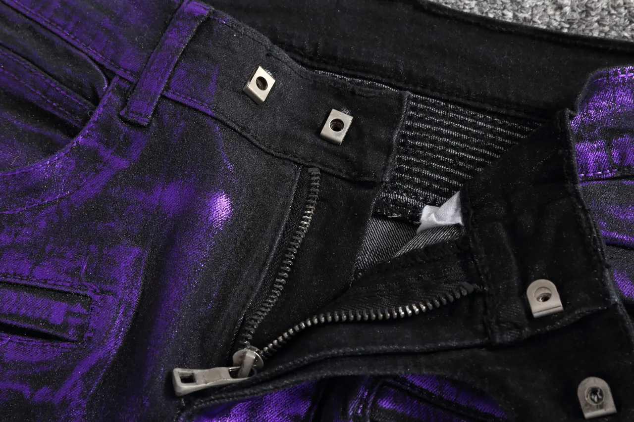 Short Moto Métallique Violet à Côtes 5