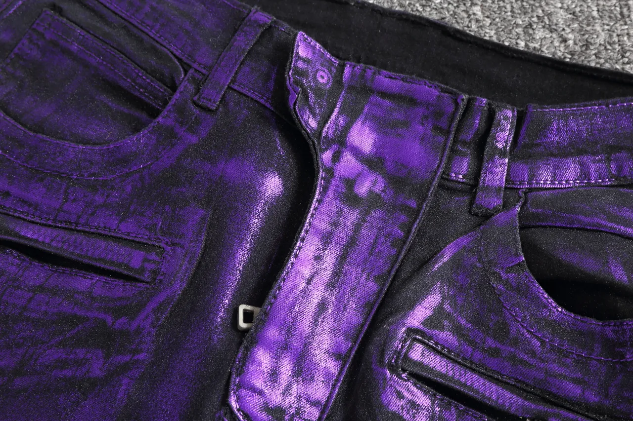 Short Moto Métallique Violet à Côtes 6