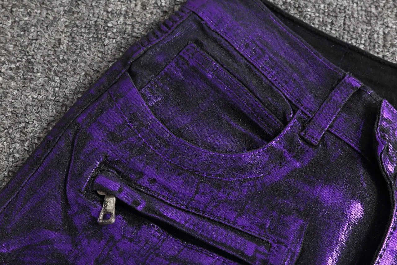 Short Moto Métallique Violet à Côtes 7