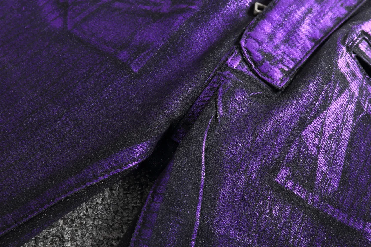 Short Moto Métallique Violet à Côtes 8