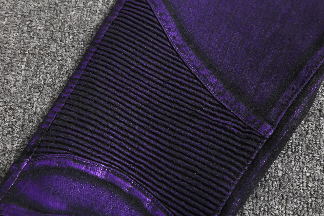 Short Moto Métallique Violet à Côtes 9