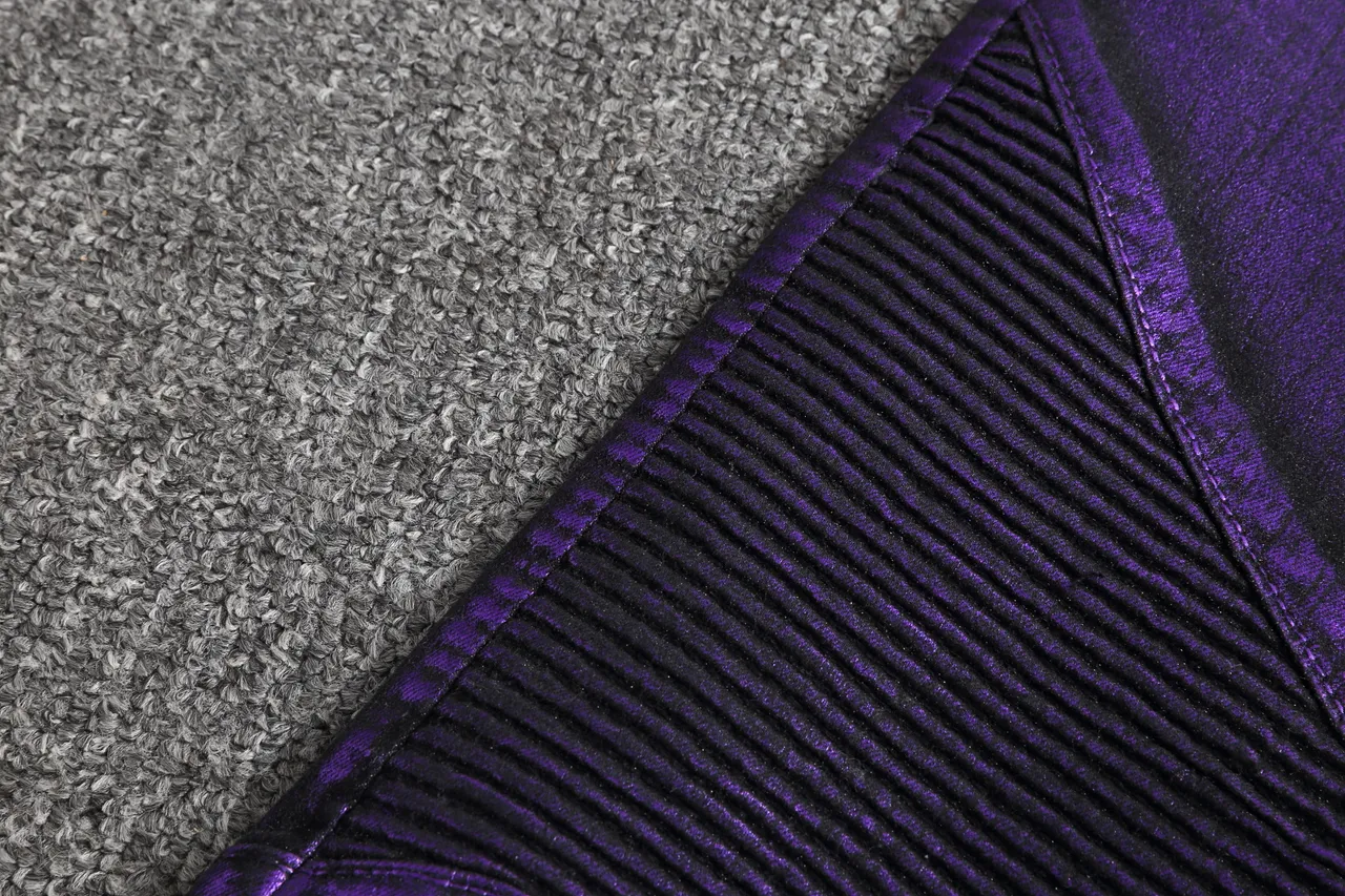 Short Moto Métallique Violet à Côtes 10