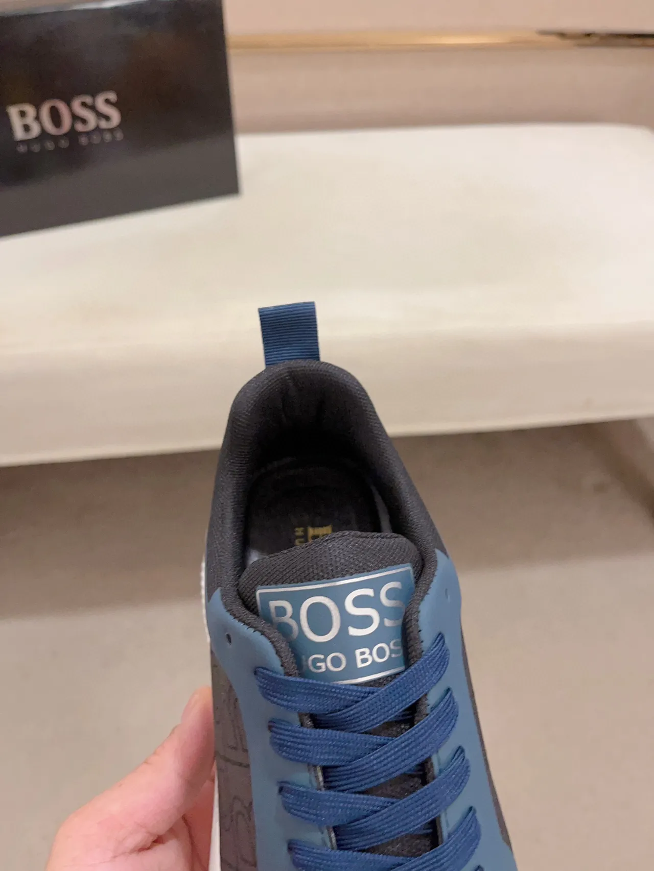 Monogram-Print Mesh and Blue Overlay Low-Top Lifestyle Sneaker 6