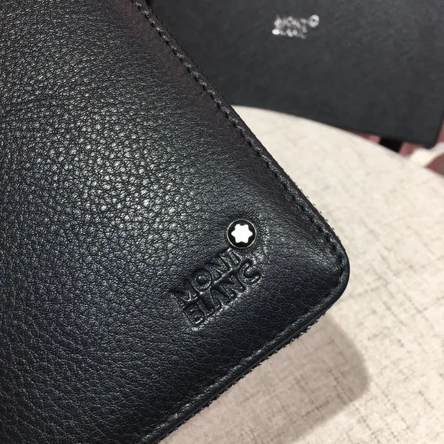 Montblanc Meisterstück काली पेबल्ड चमड़ी लंबी वॉलेट 5