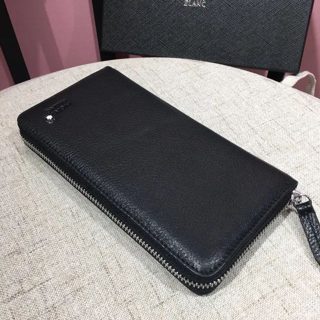 Montblanc Meisterstück काली पेबल्ड चमड़ी लंबी वॉलेट 6