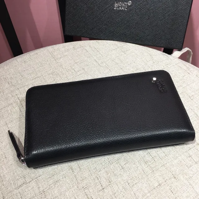Montblanc Meisterstück काली पेबल्ड चमड़ी लंबी वॉलेट 8
