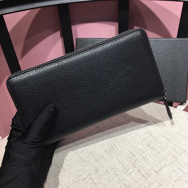 Montblanc Meisterstück काली पेबल्ड चमड़ी लंबी वॉलेट 9