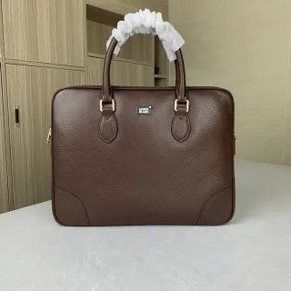 Montblanc Meisterstück 棕色 金色 压纹皮革 五金 托特包