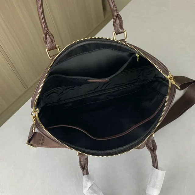 Montblanc Meisterstück टोट भूरी सोने पेब्ल्ड चमड़ा हार्डवेयर टोट बैग 6
