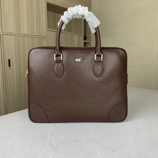 Montblanc Meisterstück टोट भूरी सोने पेब्ल्ड चमड़ा हार्डवेयर टोट बैग 7