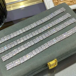 Multi-Row Channel-Set Baguette and Round Stone Tennis Bracelet