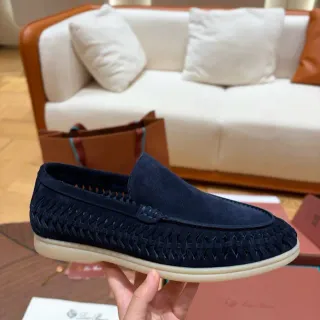 Navy Beige বুনা উপর সুয়েড লাইক টেক্সচার লোফার