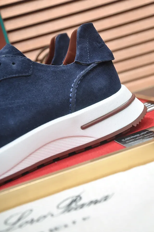 Navy Brown Suede Upper White Layered Midsole Lifestyle Sneakers 2