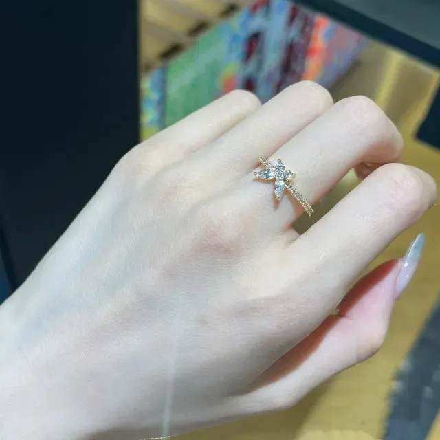 Bague Argent Motif Papillon Bleu Marine Pierres Pavé 2