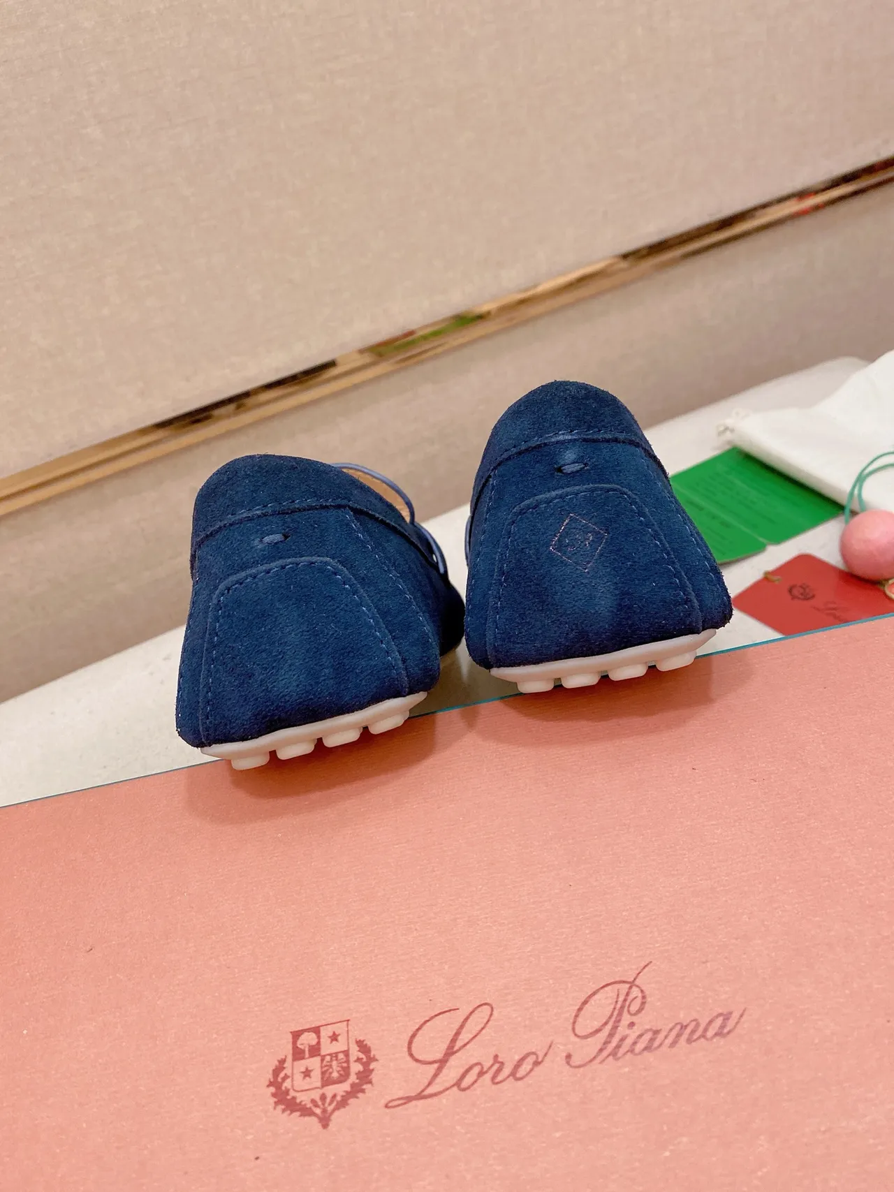 Navy White Suede Upper Penny Strap Loafer 8