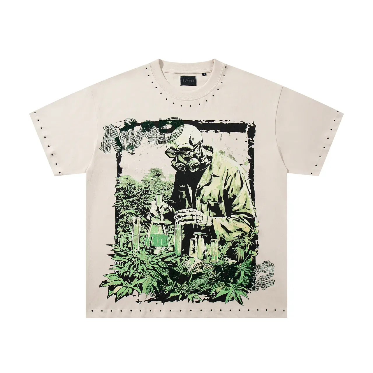 Off-White 图案印花铆钉饰边宽松T恤 3