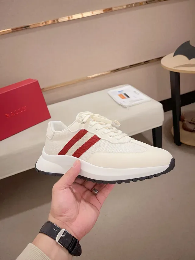 Off-White Mesh and Red Stripe Chunky Lifestyle Sneaker 4