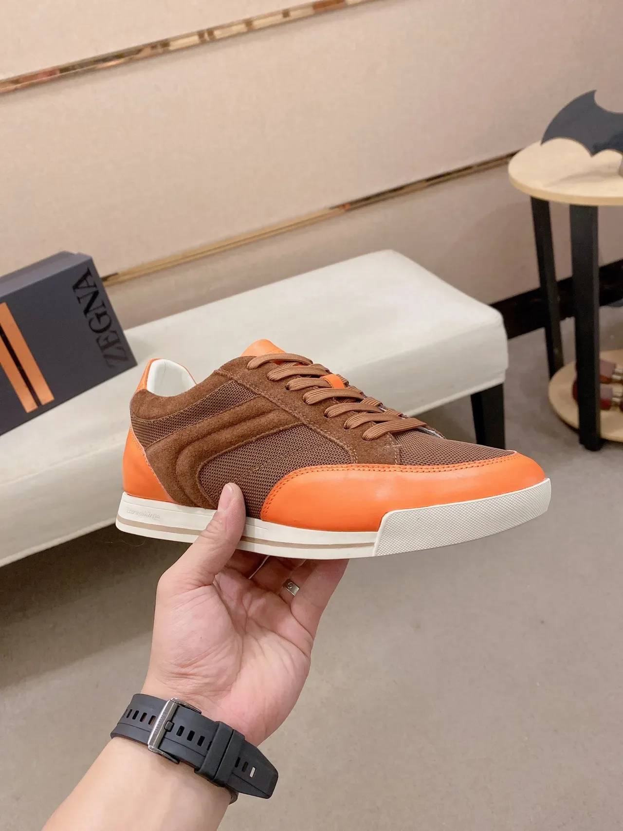 Orange and Brown Two-Tone Lifestyle Sneaker 4