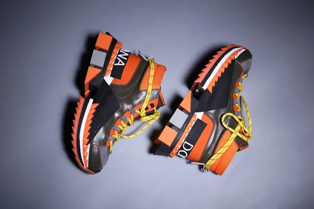 Orange Green High-Top Sole Chunky Sneakers 5