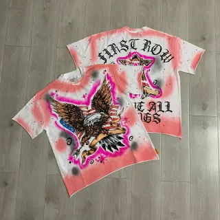 Camiseta oversized dip-dye con estampado de águila