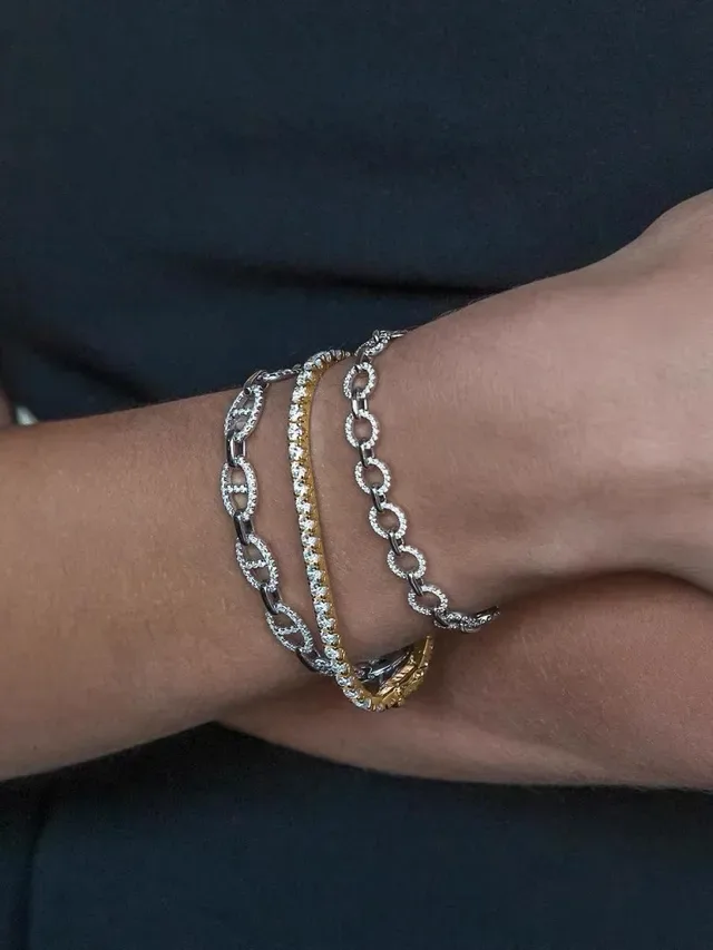 Pavé-Set Gold-Tone Rigid Bangle Bracelet 2