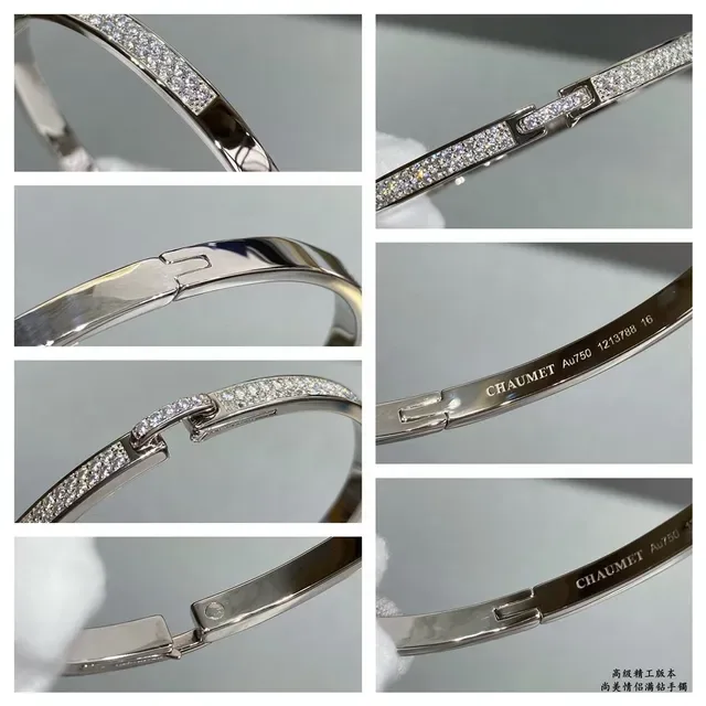 Pave-Set Rectangular Hinged Bangle Bracelet 3