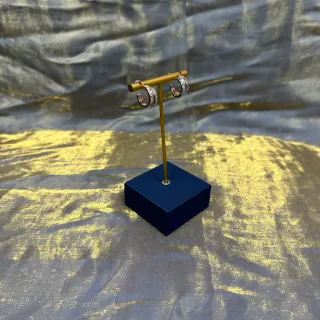 Pavé-Set ثنائية اللون أقراط حلقان صغيرة