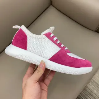 Pink and White Mesh-Suede Panel Low-Top Lifestyle Sneaker