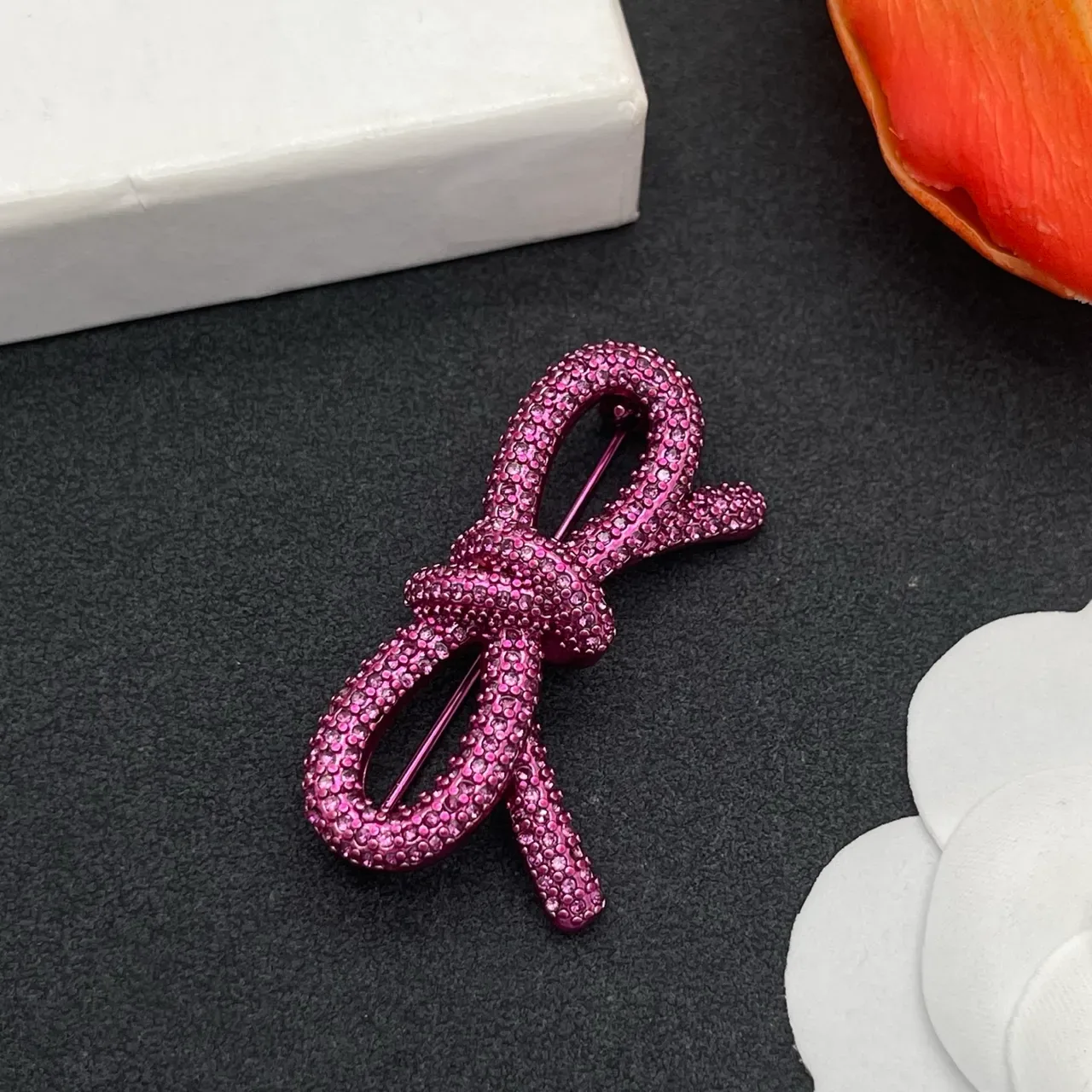 Pink Bow-Shaped Pavé-Crystal Encrusted Brooch 5