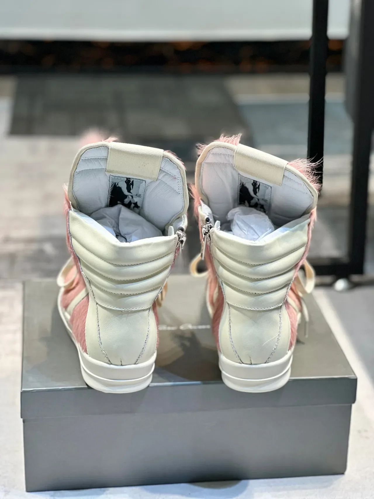 Pink Fur-Paneled High-Top Sneaker 3