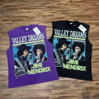 Purple and Black Jimi Hendrix Graphic Vest Top