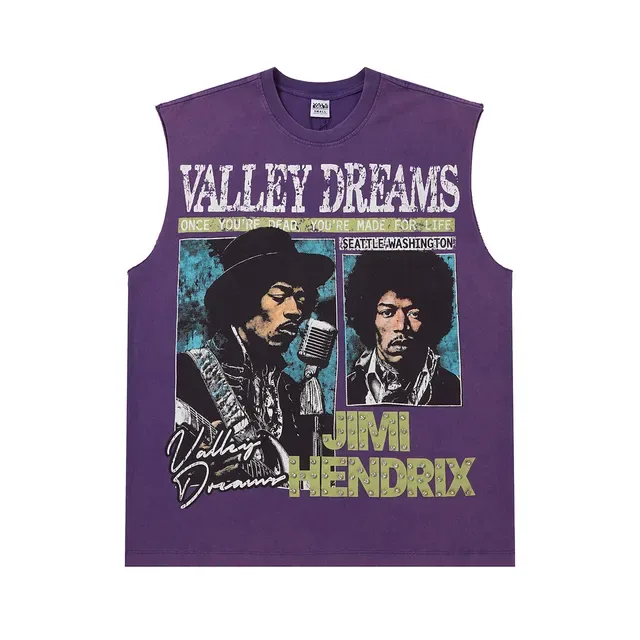 Purple and Black Jimi Hendrix Graphic Vest Top 5