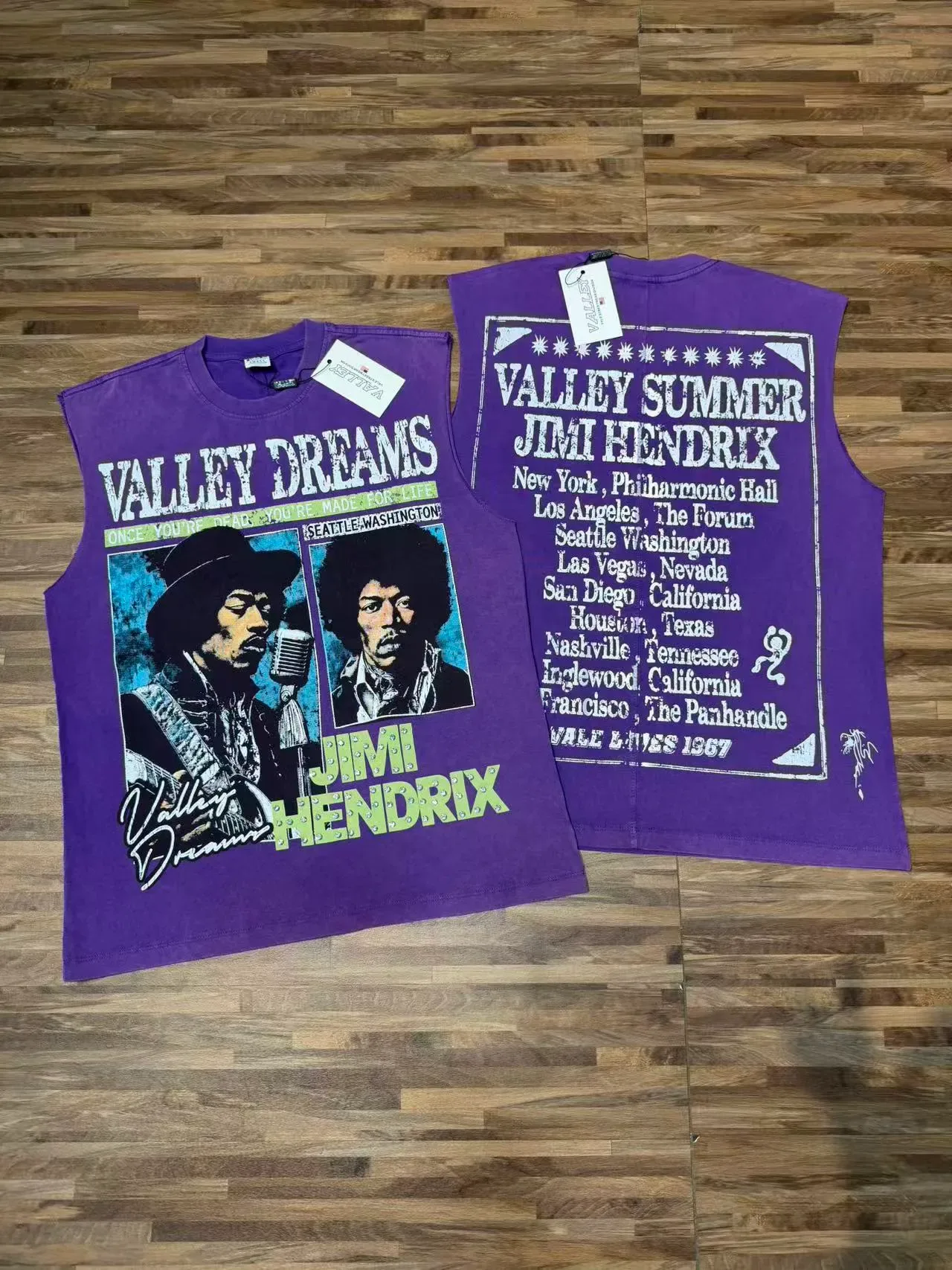 Purple and Black Jimi Hendrix Graphic Vest Top 12