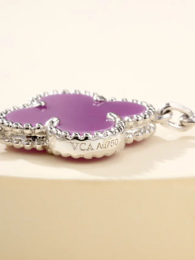 roxo e pavé motivo de trevo colar de corrente 2