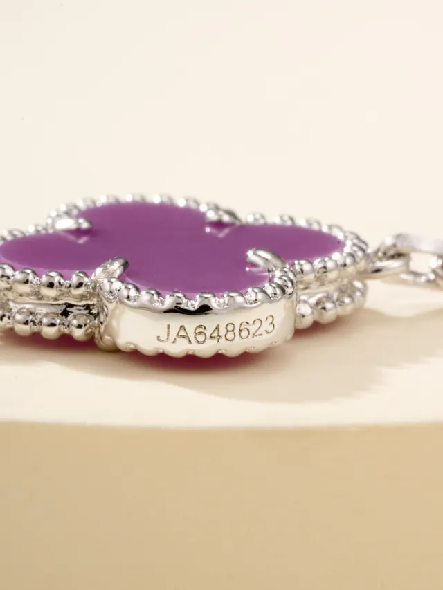 roxo e pavé motivo de trevo colar de corrente 3