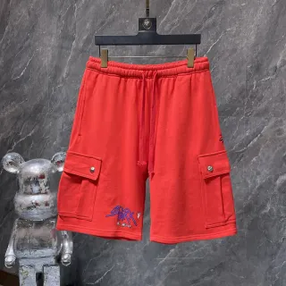 Red Cargo-Style Drawstring Waist Shorts