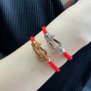 سوار حبل مضفر أحمر وذهبي Shackle-Style إغلاق معدني