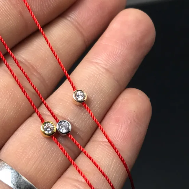 سوارة خيط ملتوي ذهب أحمر حجر دائري مرصع بإطار واحد 6