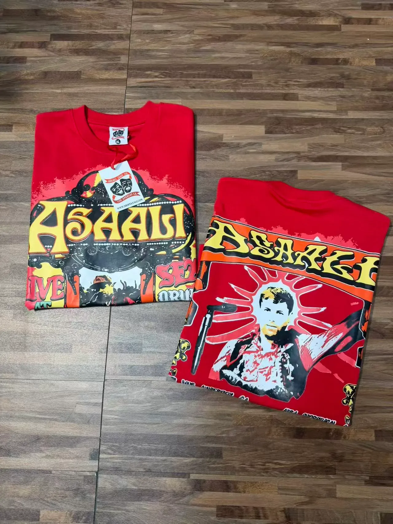 Red Graphic Print Oversized Tour-Themed T-Shirt 2