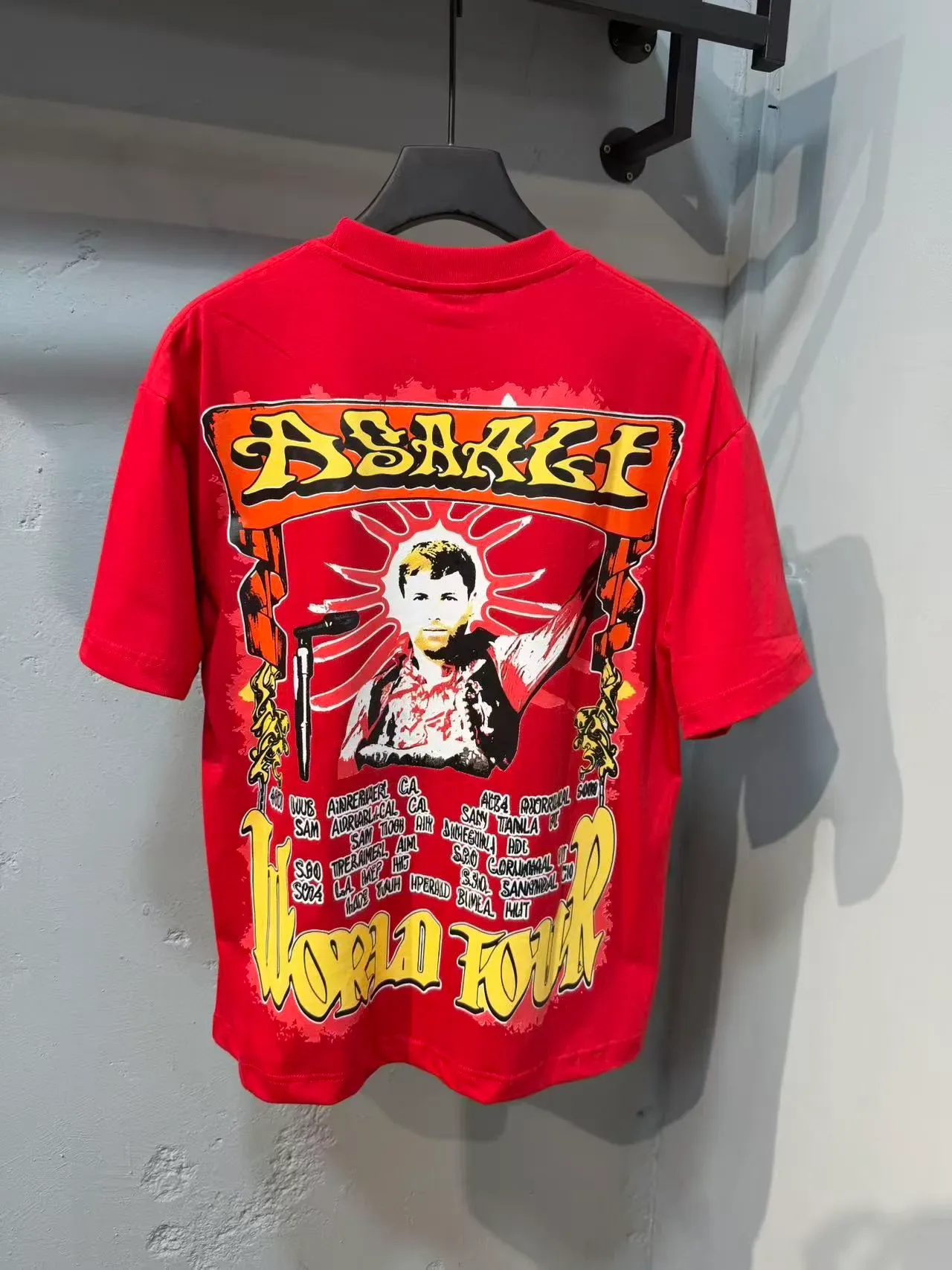 Red Graphic Print Oversized Tour-Themed T-Shirt 4