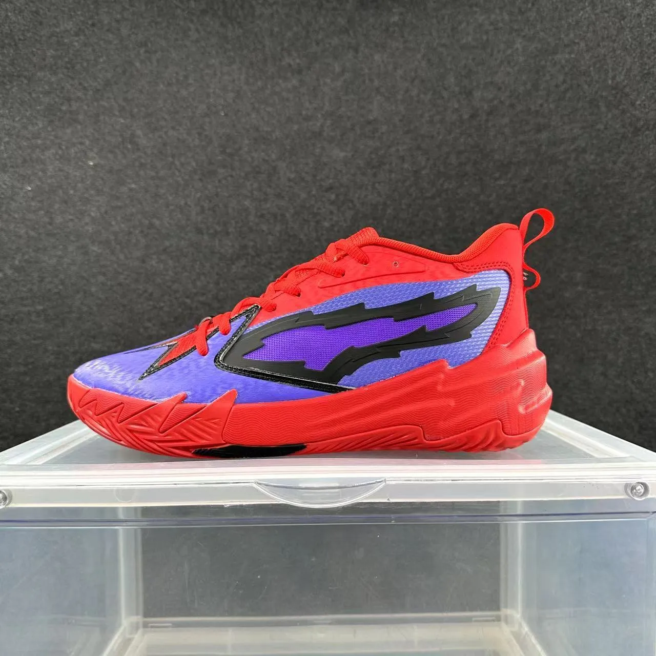 Red Purple Black Lightning-Overlay Basketball Shoes 2