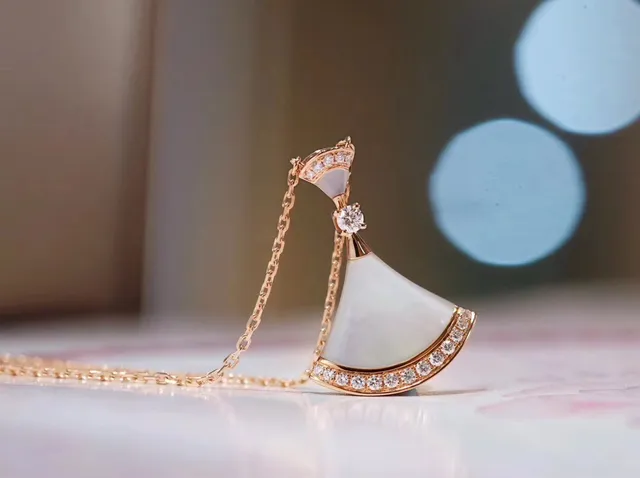 Rose Gold-Tone Fan-Shaped Pavé Pendant Necklace 5