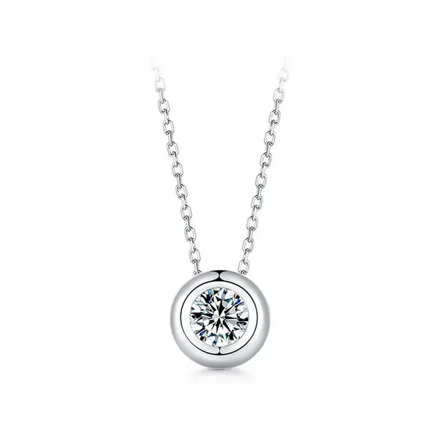 Round Bezel-Set Solitaire Pendant Necklace 4