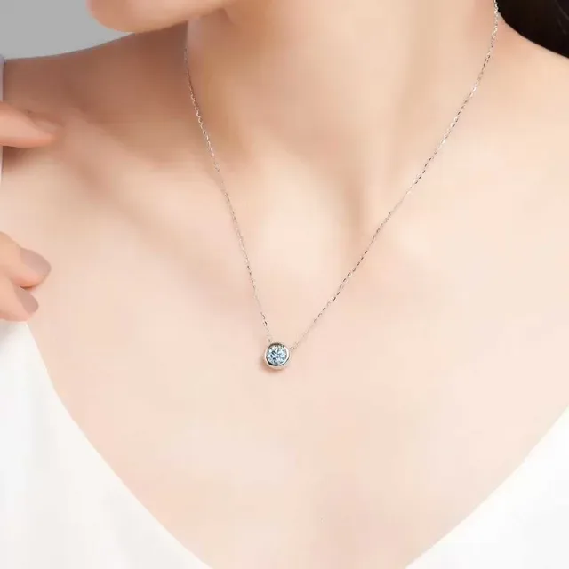 Round Bezel-Set Solitaire Pendant Necklace 6
