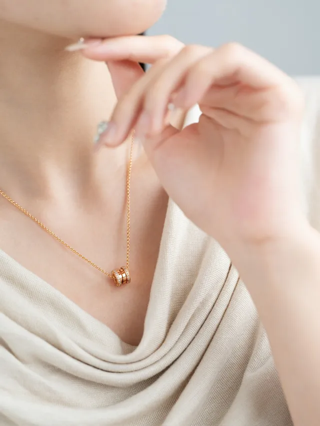 Silver and Gold Multi-Ring Pavé Pendant Necklaces 3