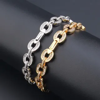 Pulseras de cadena con eslabones ovalados en tono plateado y dorado con pavé