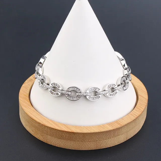 Silver and Gold Tone Pavé Oval-Link Chain Bracelets 2