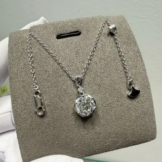 Collier Argent Noir Pendentif Solitaire Pierre Coupe Brillante Ronde