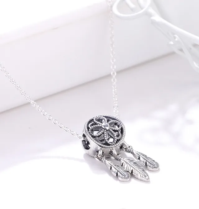 Silver Dreamcatcher-Inspired Filigree Circle Necklace 2