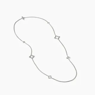 Collier chaîne de perles fines argent charms étoile ouverte